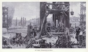 Alesian piiritys, Gallia, 52 eKr., Kuvitus modernista taiteesta mestaripuupiirroksilla (Richard Bong, Berliini, n. 1904 (kaiverrus) tekijältä Henri Paul (after) Motte