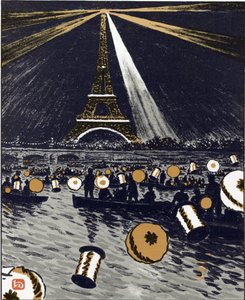 Juhlat Seinen varrella, 14. heinäkuuta (kolmekymmentäkuusi näkymää Eiffel-tornille) tekijältä Henri Rivière