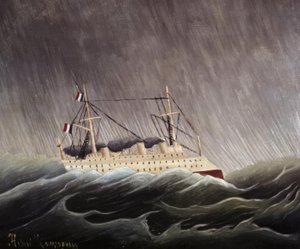 Barco en la tempestad. Käsittelijä: HENRI ROUSSEAU. Museo: MUSEES NATIONAUX PARIS FRANCIA tekijältä Henri Rousseau