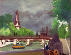 Luonnos, näkymä Eiffel-tornista ja Trocaderosta tekijältä Henri Rousseau