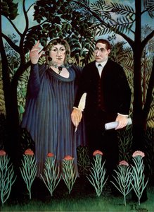 Runoilija ja hänen muusansa. Guillaume Apollinairen ja Marie Laurencinin muotokuva, 1909 tekijältä Henri Rousseau