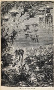 Jules Vernen kirjoittama kuvitus kappaleeseen "20 000 Leagues Under the Sea".