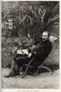 Muotokuva kirjailijasta Dr. Charles Edouard Hocquard (1853-1911), lääketieteen pääaineena 1. luokka. Thiriatin kaiverrus havainnollistamaan tohtori Charles Edouard Hocquardin (1853-1911) tarinaa "" Trente mois au Tonkin"" vuonna 1885, Le tour du monde, nou tekijältä Henri Thiriat