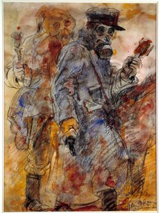 Ensimmäinen maailmansota: Grenadier (kranaatinheitin) (1. maailmansota: Granaattiomenaheittimet) - Piirustus Henri de Groux (Henry de Groux) (1866/1867-1930)