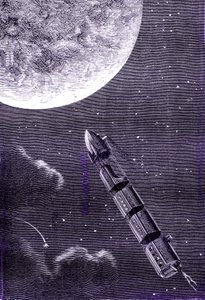 Luotijuna (tai ammus), jonka jättiläinen tykki ampui Kuuhun, Jules Vernen "From the Earth to the Moon"