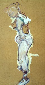 Trapetsitaiteilija säätää paitaansa tekijältä Henri de Toulouse Lautrec