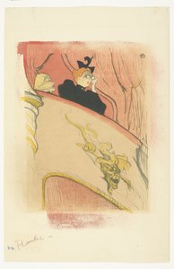 "La Loge au Mascaron doré" (Laatikko kullatulla naamiolla) Nainen oopperalasit parvekkeella teatterissa La Loge au mascaron doré