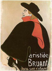 Aristide Bruant kabareessaan, juliste, 1893.