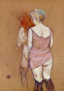 Kaksi naista selkä seinää vasten, talo Rue des Moulinsin varrella. tekijältä Henri de Toulouse Lautrec