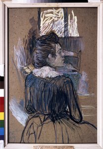 Nainen ikkunassa. Piirustus Henri de Toulouse-Lautrec (Toulouse Lautrec tekijältä Henri de Toulouse Lautrec