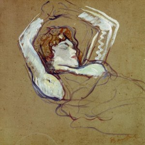Femme couchée sur le dos, les bras levés tekijältä Henri de Toulouse Lautrec