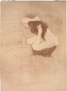 Nainen kampaa hiuksiaan, kampaus tekijältä Henri de Toulouse Lautrec