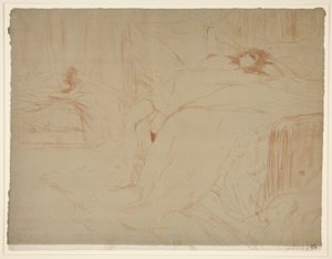 Femme sur le dos, latsitude (nainen makaa selässä, väsymys), sarjasta Elles tekijältä Henri de Toulouse-Lautrec