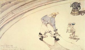 Sirkuksessa: Pelle Footit villakoiran ja norsun kanssa tekijältä Henri de Toulouse Lautrec