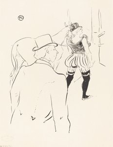 Folies-Bergeren siivissä: Rouva Lona Barrison johtajansa ja aviomiehensä kanssa, 1895. tekijältä Henri de Toulouse Lautrec