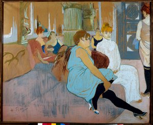 Salonki rue des Moulinsilla (Pariisi). Akvarelli Henri De Toulouse Lautrec (Toulouse-Lautrec) (1864-1901) tekijältä Henri de Toulouse Lautrec
