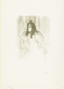 Muotokuva laulaja May Belfortista, jolla on löysät riippuvat hiukset tekijältä Henri de Toulouse Lautrec