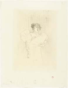 Näyttelijä Luce Myrèsin muotokuva tuulettimen kanssa Luce Myres kasvot tekijältä Henri de Toulouse Lautrec