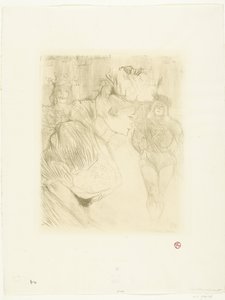 Näyttelijä Marcelle Lenderin muotokuva kumartaen katsojaa kohti Lainanantajan tervehdys tekijältä Henri de Toulouse Lautrec