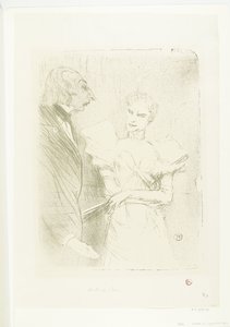 Portret van näyttelijä Marthe Brandès näyttelijä Louis-Pierre Leloirina elokuvassa Les Cabotins Brandès ja Leloir Cabotinsissa tekijältä Henri de Toulouse Lautrec