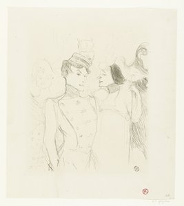 Näyttelijöiden Marcelle Lenderin ja Eve Lavallièren muotokuva een revue in het Théâtre des Variétés Lainaaja ja Lavalliere tekijältä Henri de Toulouse Lautrec
