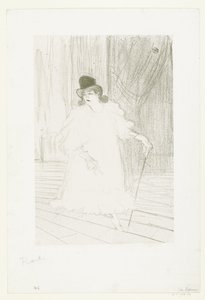Laulaja Cecy Loftuksen muotokuva lavalla teatterissa Cecy Loftus tekijältä Henri de Toulouse Lautrec