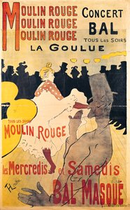 La Goulue -mainosjuliste Moulin Rougessa tekijältä Henri de Toulouse Lautrec