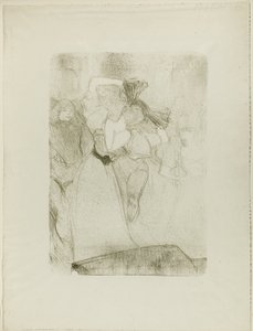 Takanäkymä Lenderistä, joka tanssii Boleroa Chilpéricissä tekijältä Henri de Toulouse Lautrec