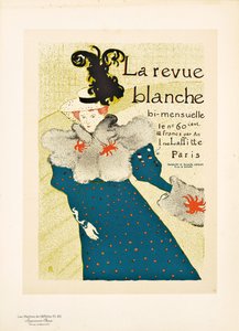 Jäljennös julisteesta, joka mainostaa "La Revue Blanchea", 1895