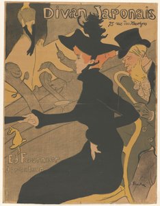 Nainen ja mies yleisössä lauluesityksessä Divan Japonais (otsikko esineessä) tekijältä Henri de Toulouse Lautrec
