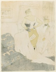 Nainen säätelemässä korsettiaan, 1896 tekijältä Henri de Toulouse Lautrec