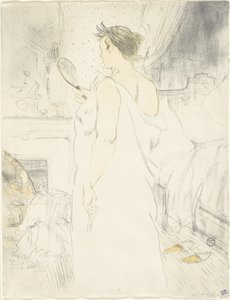 Nainen peilissä – peili kädessä, levy kuusi Ellesiltä tekijältä Henri de Toulouse Lautrec