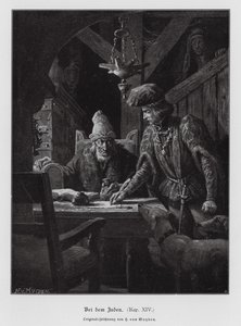 Juutalainen rahanlainaja (kaiverrus) tekijältä Henri van Muyden