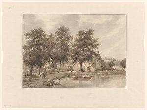 Näkymä maatilalle vedessä tekijältä Henricus Franciscus Wiertz (signed by artist)