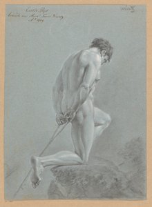 Polvistuva alaston mies, sivukuva (1. palkinto 1809) tekijältä Henricus Franciscus Wiertz