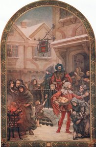 Sir Richard Whittington (1358-1423) jakaa hyväntekeväisyyttä, kuvitus teoksesta "Hutchinson
