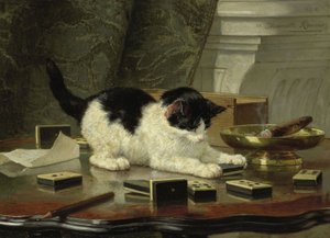 The Cat at Play, n. 1860-1878 (öljy paneelissa)
