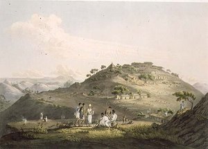 Dixanin kaupunki Abessiniassa, kaiverrus Daniel Havell (1785-1826) 1809 (akvatinta)