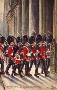 Coldstream Guards saapuu Englannin keskuspankkiin vartiotehtäviin tekijältä Henry A. Payne