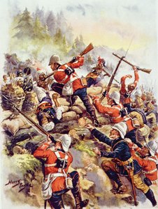Storming the Heights, kuvitus "Glorious Battle of English Historysta" majuri C.H. Wylly, 1920-luku tekijältä Henry A. Payne
