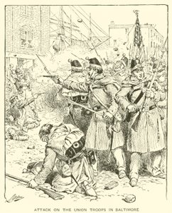 Hyökkäys unionin joukkoja vastaan Baltimoressa (litho) tekijältä Henry Alexander (after) Ogden