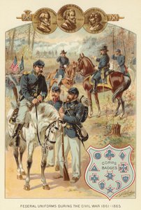 Liittovaltion univormut sisällissodan aikana 1861-1865 (väri litho)