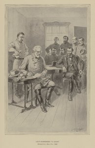 Leen antautuminen Grantille, Appomattox, Virginia, 9. huhtikuuta 1865 (litho) tekijältä Henry Alexander (after) Ogden