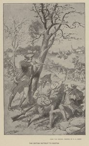 Brittien vetäytyminen Bostoniin (litho) tekijältä Henry Alexander (after) Ogden