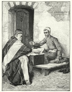 Itämainen kirjailija sinetöi kirjeen (litho) tekijältä Henry Andrew Harper