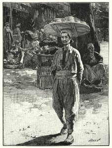 Itämainen leipuri kori päässä (litho) tekijältä Henry Andrew Harper
