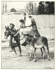Useita ihmisiä ratsastamassa perseellä (litho) tekijältä Henry Andrew Harper