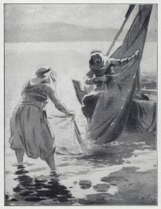 Pesuverkot Galileanmerellä (litho) tekijältä Henry Andrew Harper