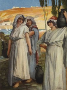 Naiset ottavat vettä kaivosta (väri litho) tekijältä Henry Andrew Harper
