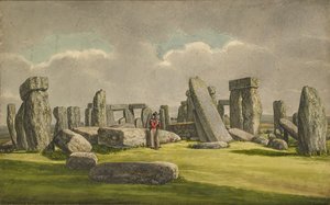 Stonehenge W.S.W.:stä, näyttää rauniot sotilaan kanssa, 1824-1839 tekijältä Henry Browne